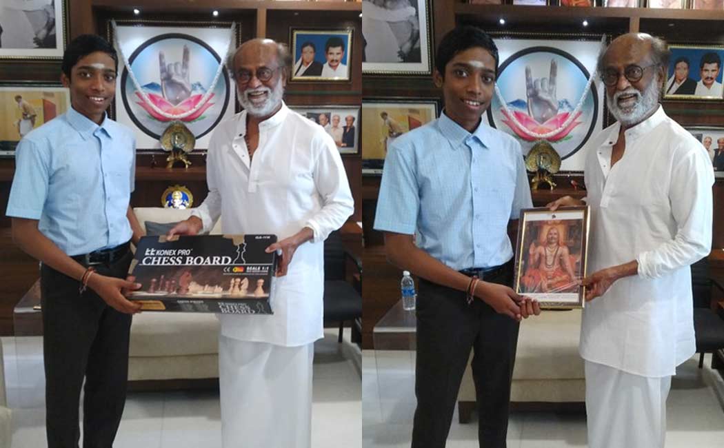 Grand Master Pragnananda met Rajini and received the gift