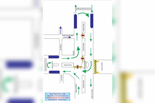 Traffic diversion on OMR Road