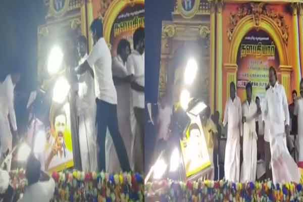 DMK MP A.Rasa narrowly escaped in mayiladurai