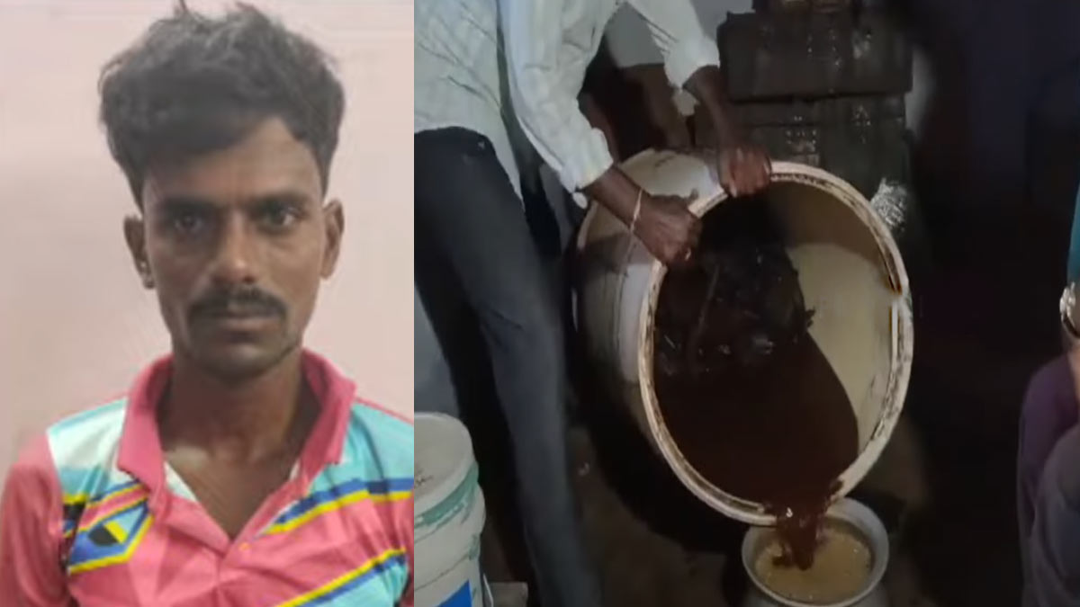 Distillation of counterfeit alcohol at home; A person with a trick to hide his smell