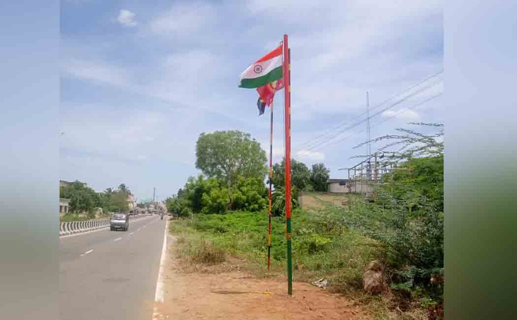 The national flag flew on the BJP flagpole!