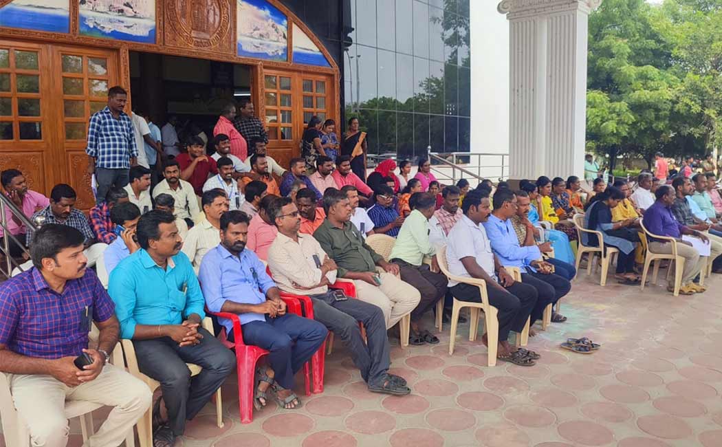 Protest in the collector's office demanding the arrest of the person who beated