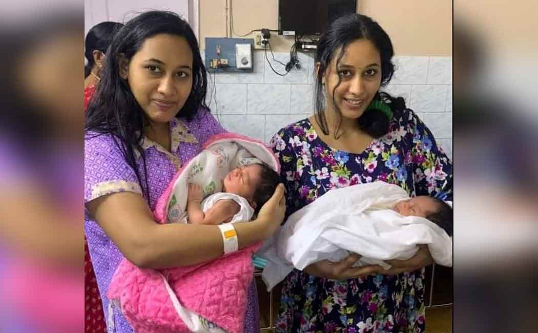 Twin sisters delivered a baby at same day
