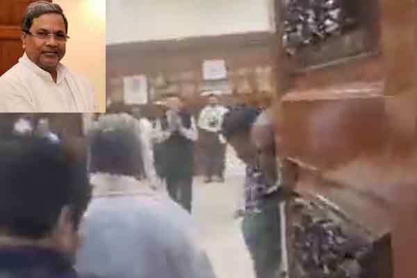 karnataka cm siddaramaiah door open viral video