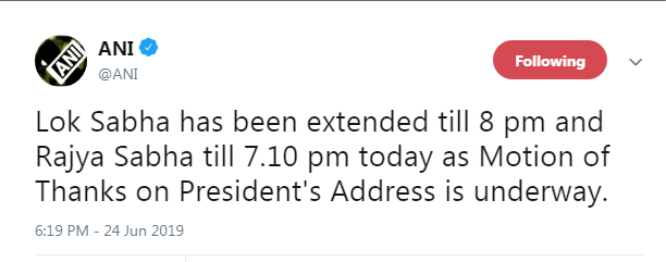 PARLIAMENT WORKING TIME EXTEND