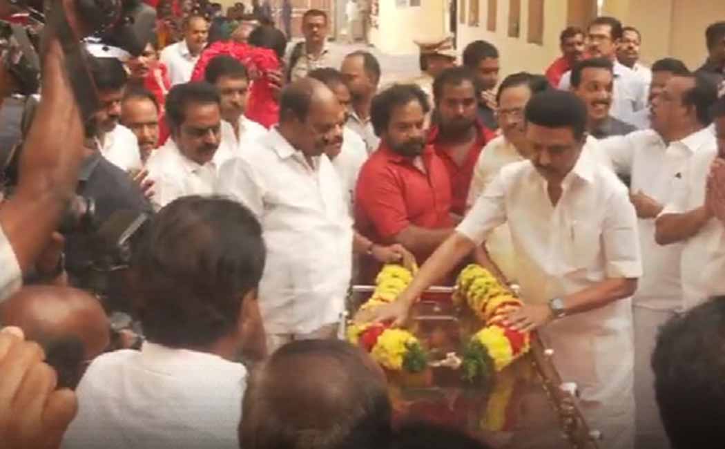 Chief Minister M.K. Tribute to Stalin in person