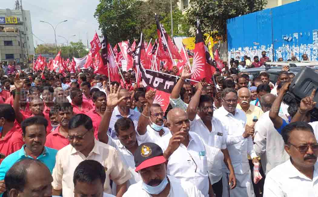 Trade union struggle on Anna salai