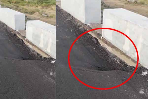 Newly laid roads damaged due to rain near Rishivandiyam