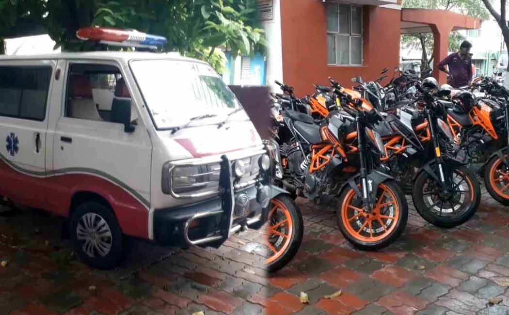 Police caught 10 youths who were involved in a bike race with an ambulance