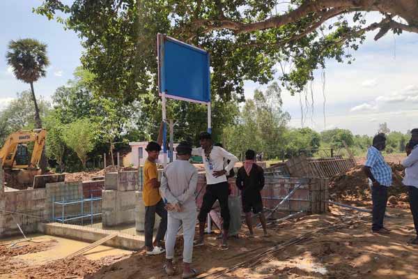 Kallanai Canal Construction Project banner has been hidden from public view