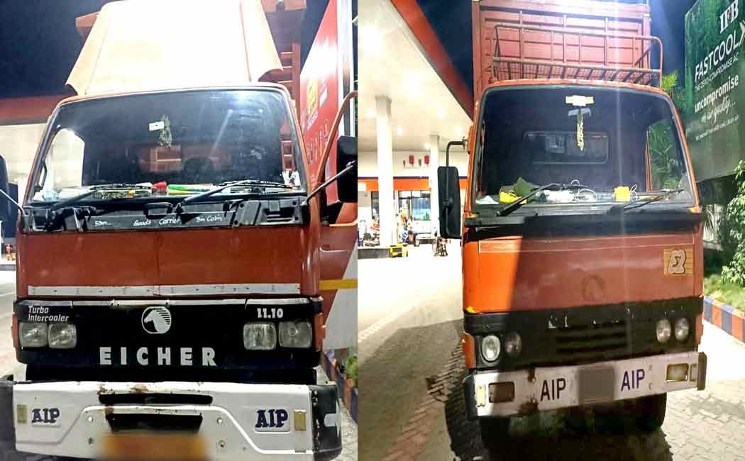 Tear off the cover and steal the liquor bottles in the lorry