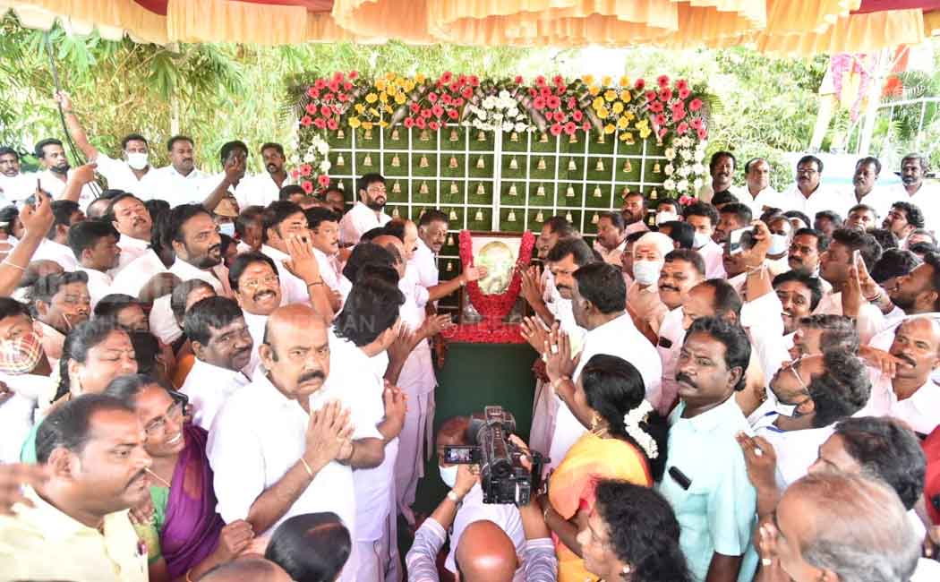 admk o panneerselvam paid homage ambedkar statue