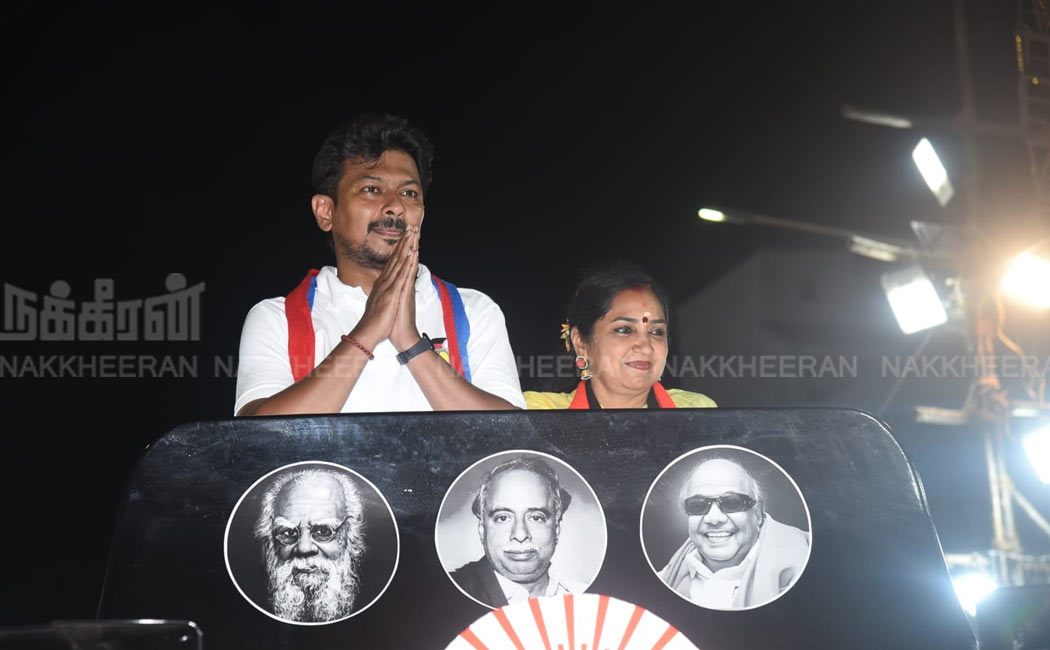 Minister Udayanidhi Vote Collection in Support of South Chennai DMK Candidate (Pictures)