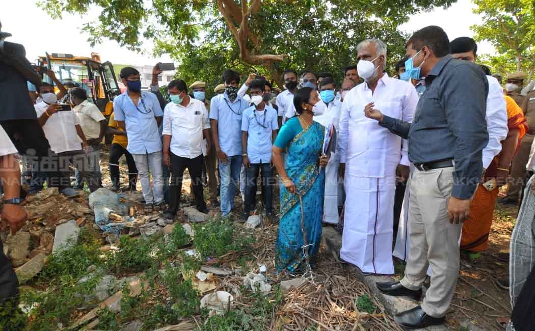 Recovery of temple property; Minister inspects live