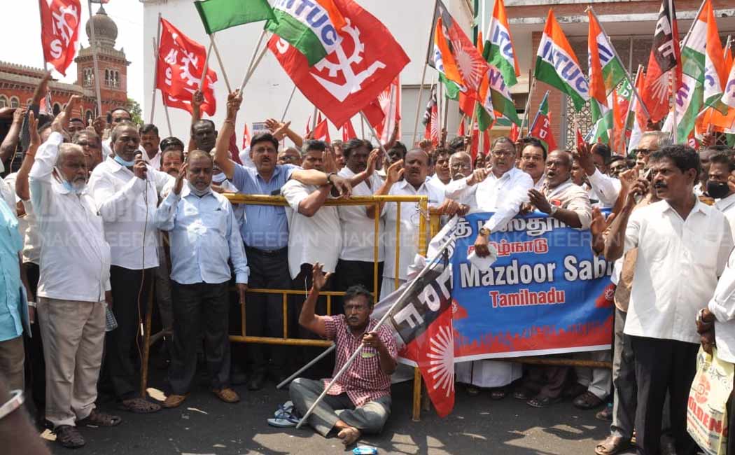 struggle trade unions chennai parrys corner