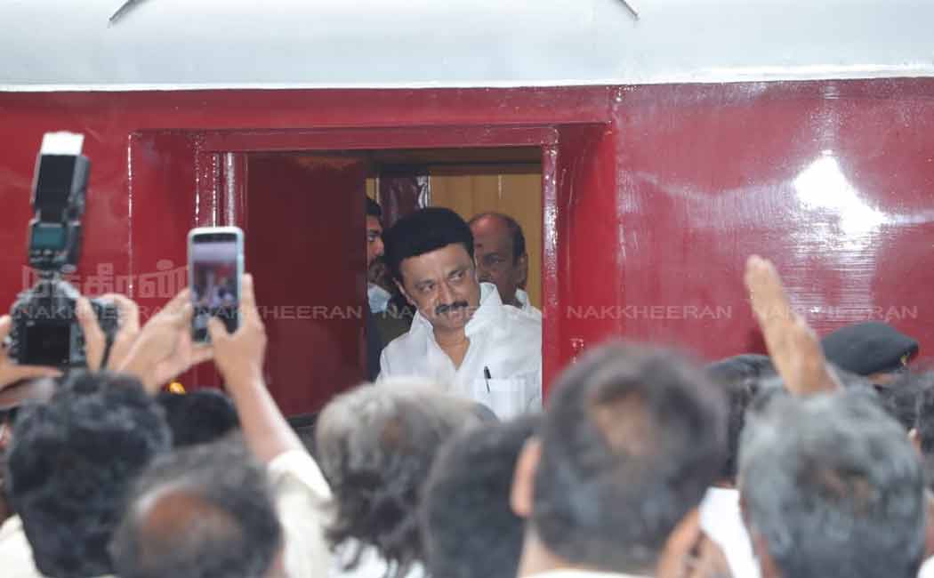 tamil nadu cm mk stalin vellore travel in train