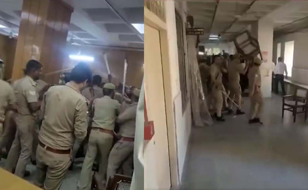 police baton on Argument between judge and lawyers in uttar pradesh