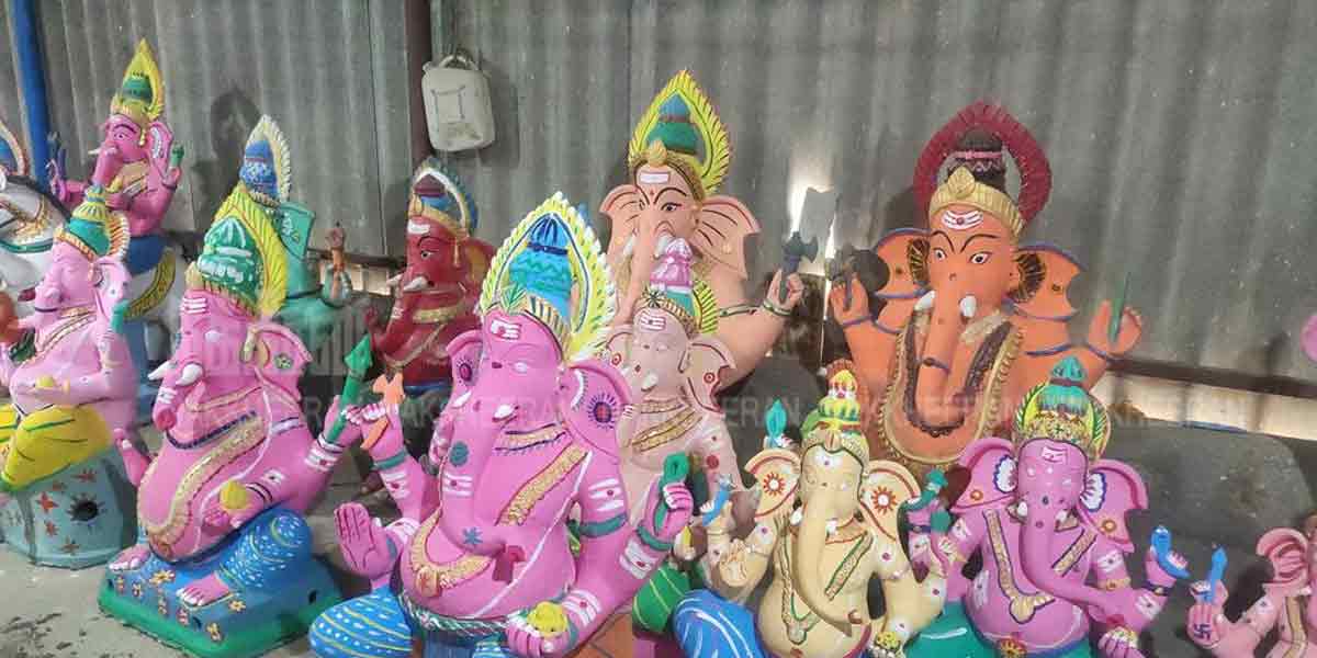 Ganesha statues waiting for permission ... !!