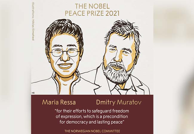 2021 Nobel Peace Prize to Maria Ressa and Dmitry Muratov