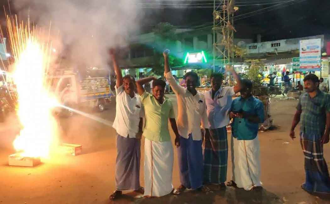 DMDK explode firecrackers in celebration