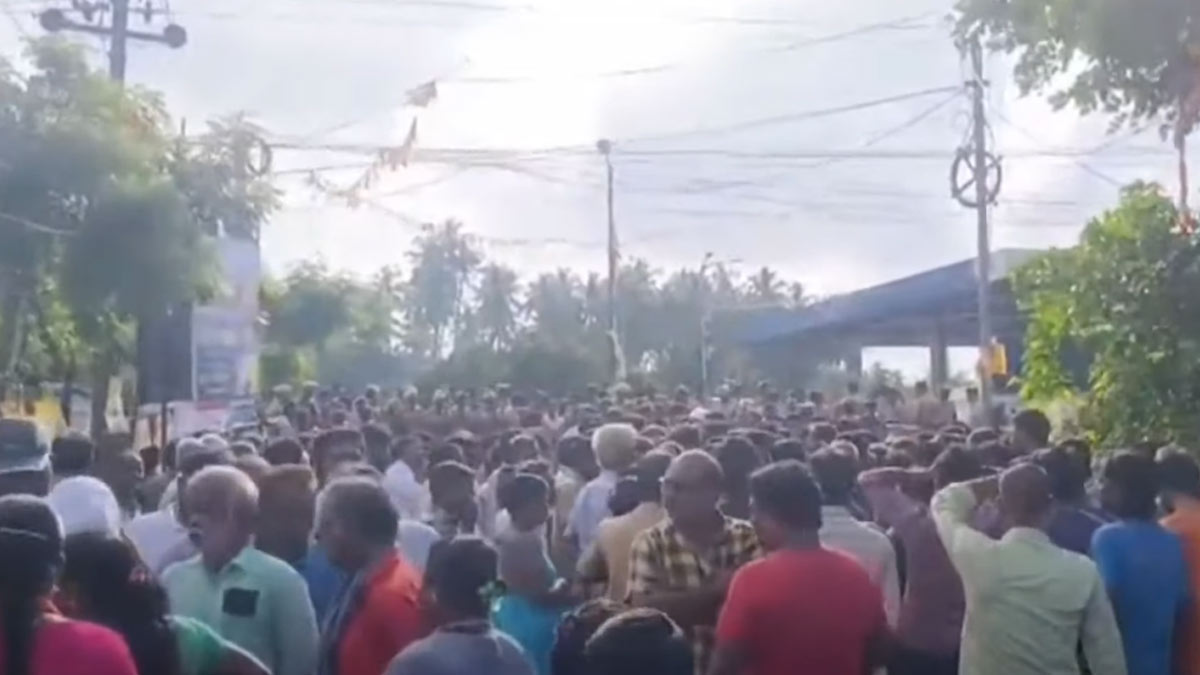 Officers who came to clear the encroachment; Koladi public protest