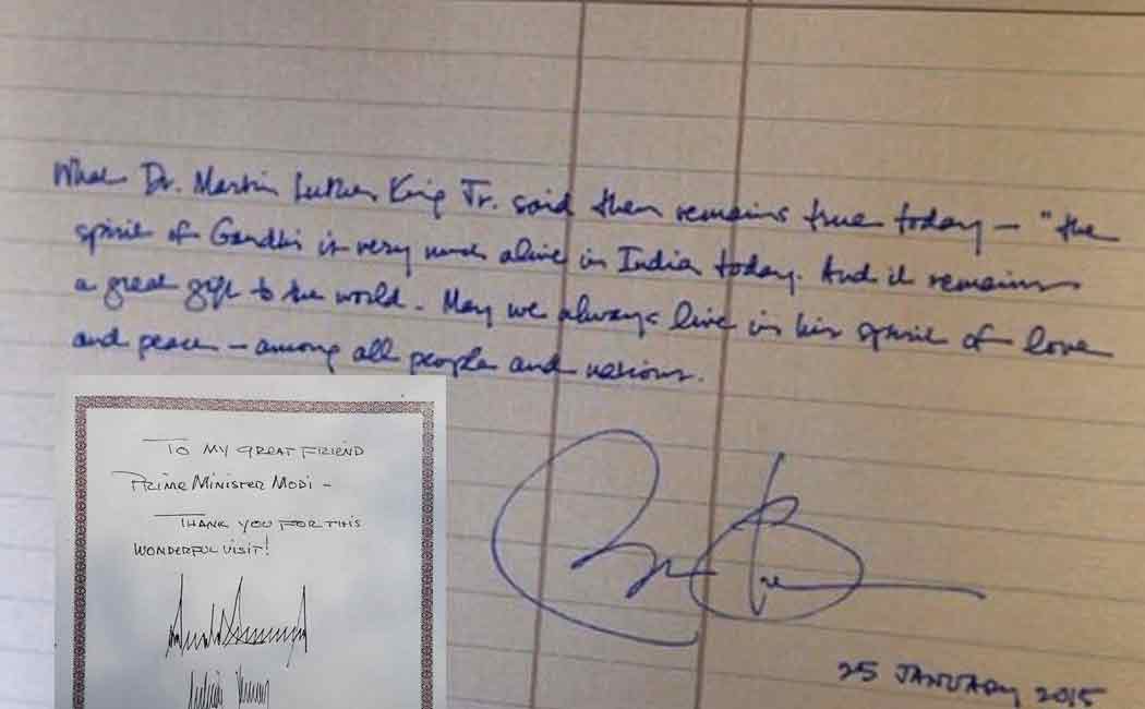 obama and trump in sabarmati ashram