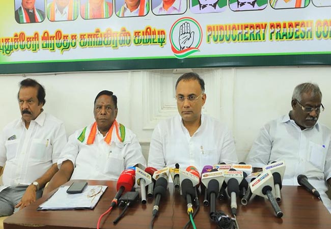 bjp candidates in puducherry former cm narayanasamy pressmeet