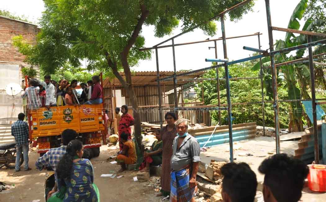 Naduvangarai area people relocated to slum boarding