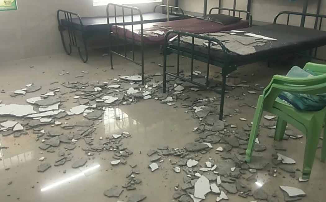 roof of the newly built primary health center collapsed and fell