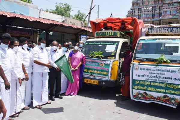 starts vegetables selling starts in Srirangam Minister KN Nehru