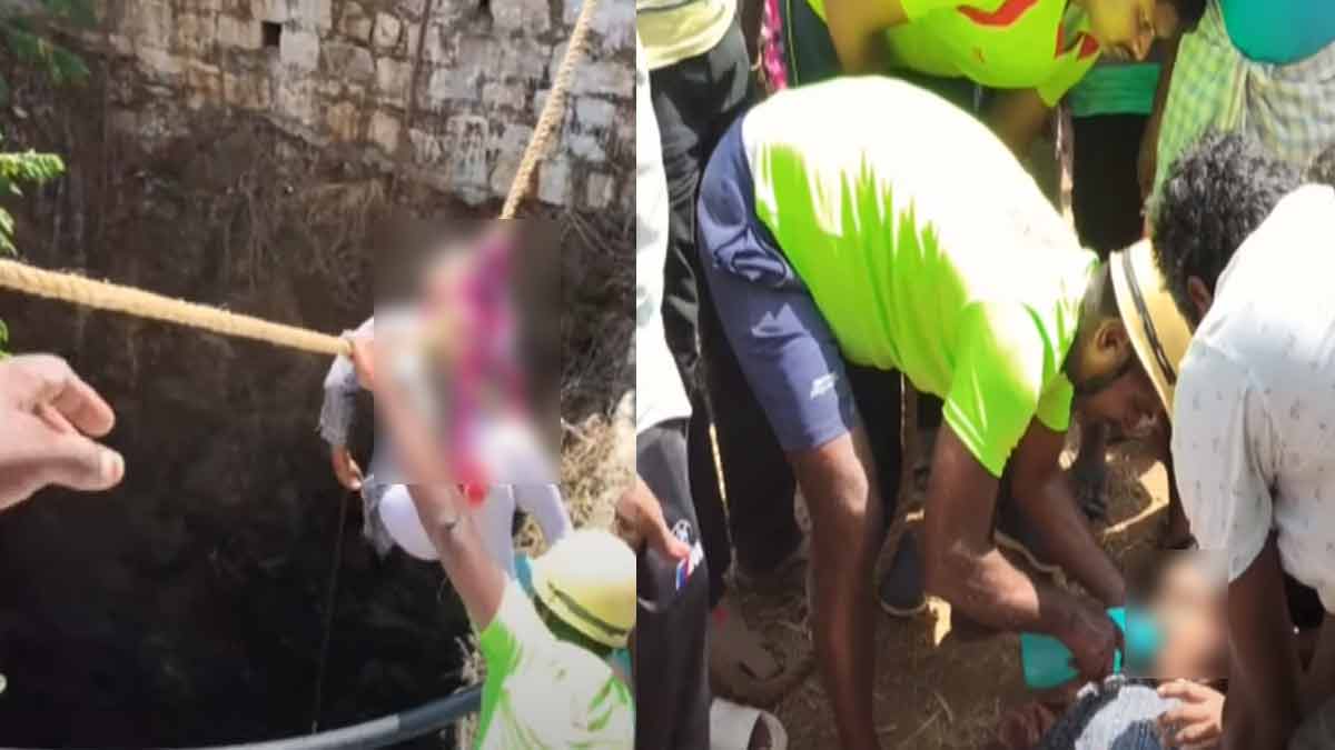 A wife unwilling to see her husband dead; Jumping into a 100 feet well caused excitement