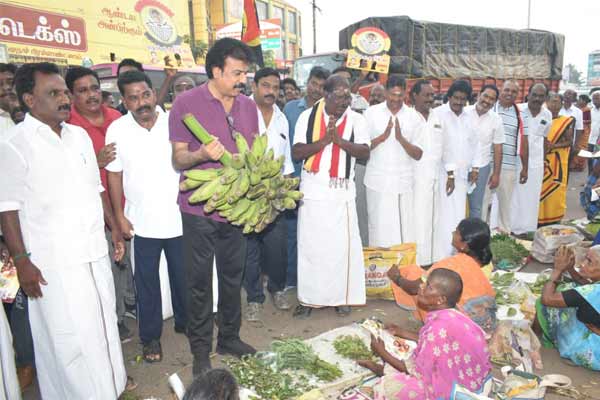 DMDK Treasurer Sudish Vote Collection at Cuddalore Farmers Market Area