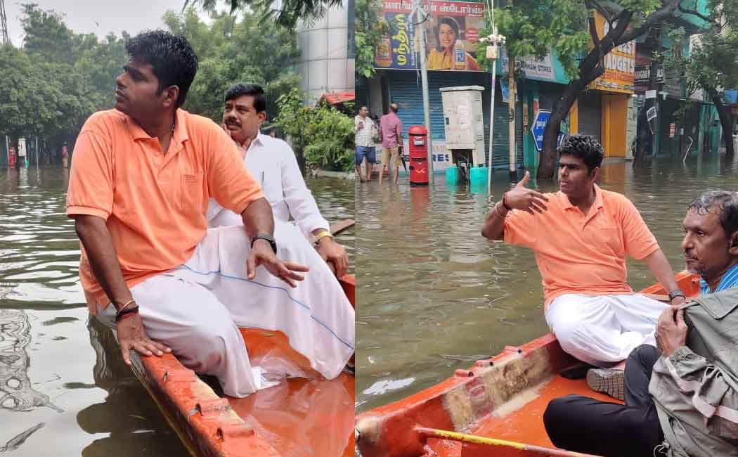 Annamalai visited the affected areas by boat