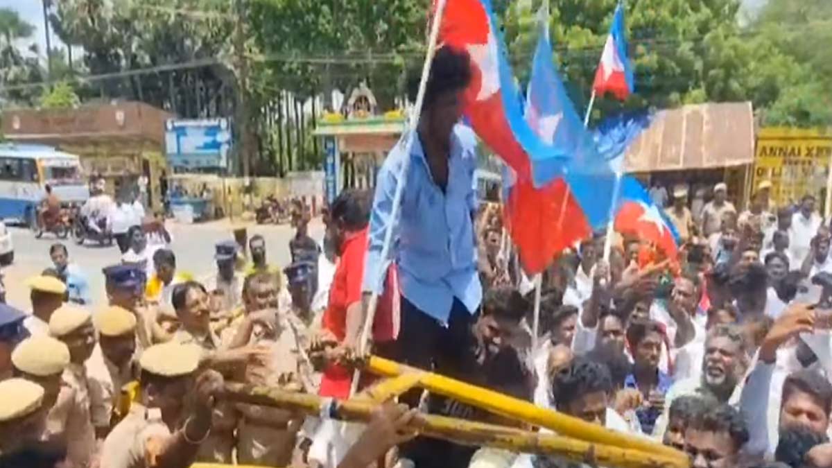 flagpole removed; Pushing between the police and vck