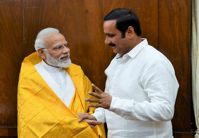 TAMILNADU RAJYA SABHA MP ANBUMANI RAMADOSS MEET PM NARENDRA MODI AT DELHI PARLIAMENT HOUSE