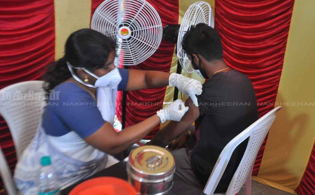 Corona vaccination camp held in Tiruvallikeni