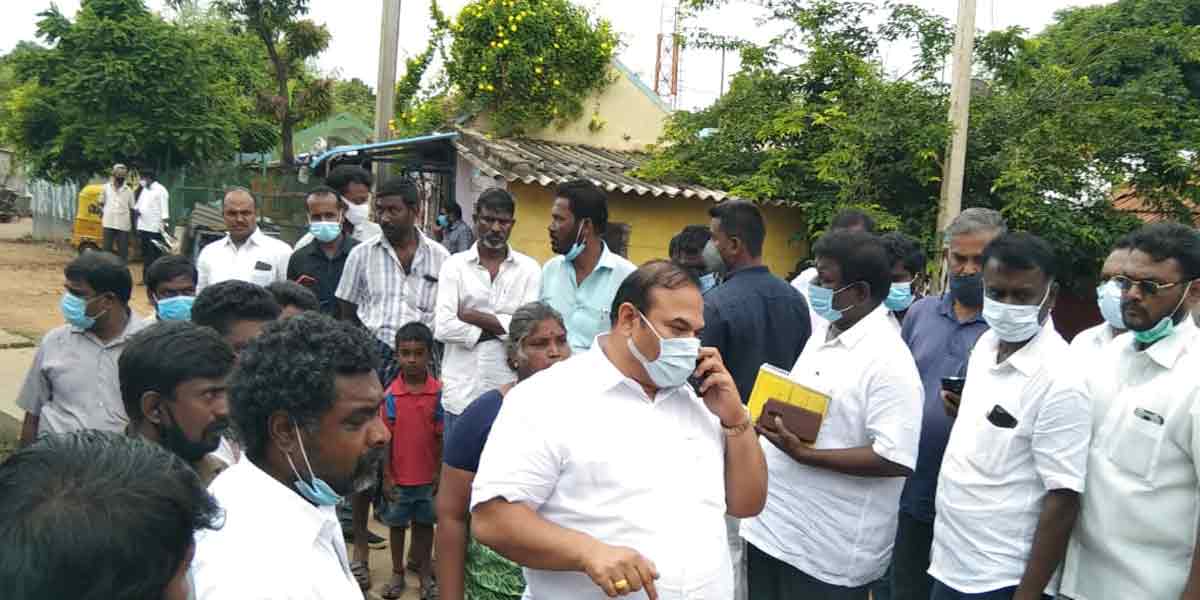 Excitement by the ruling party MLA who tried to block the road with the public!