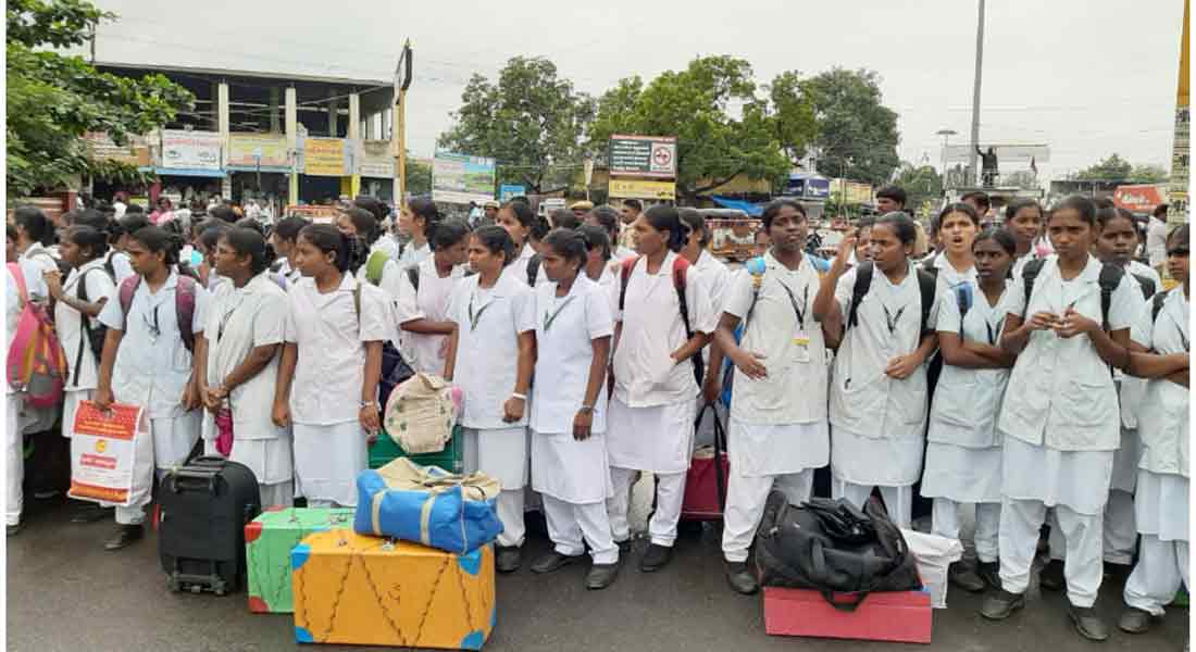Nursing students struggle with roadblocking by asking for basic facilities!