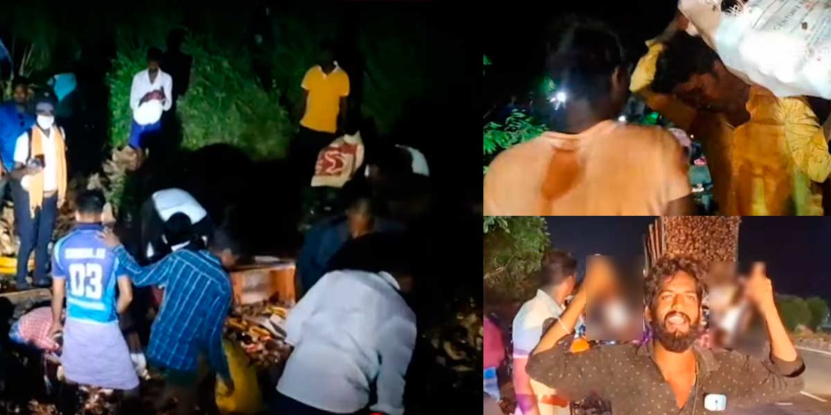 wineloaded lorry with accident; Packed drunkards