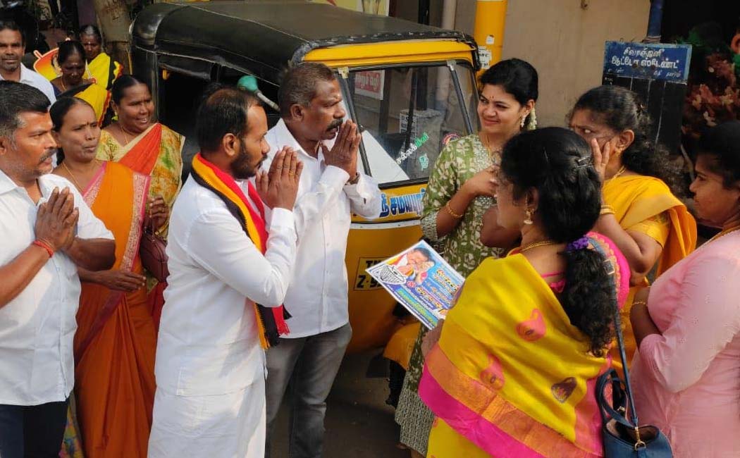 dmdk actively gathering votes in Erode East constituency