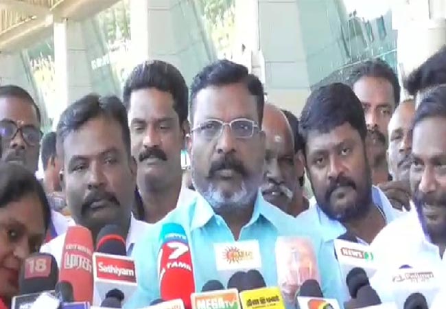 thirumavalavan mp pressmeet at madurai airport