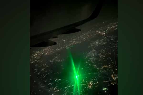 Laser light on plane arriving in Chennai