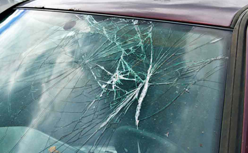 government officer car glass broken