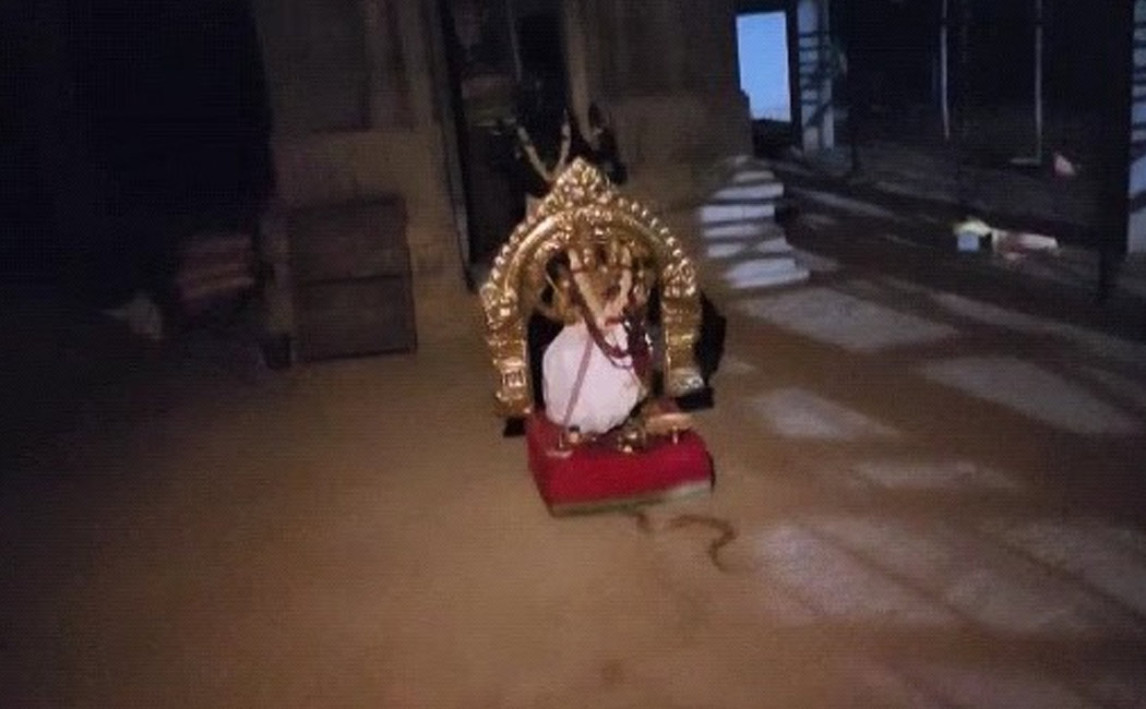 snake worshipped Lord Shiva entering the Bhairava temple