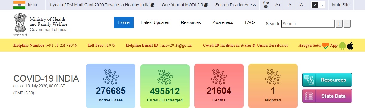 india coronavirus ministry of health and family welfare