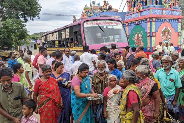 Minister I. Periyasamy provided bus facilities to villages