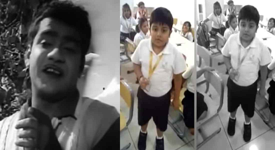 A little chantrababu boy in the classroom ...