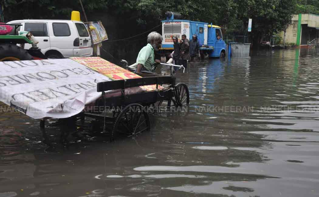 Road blocked by stagnant rain water