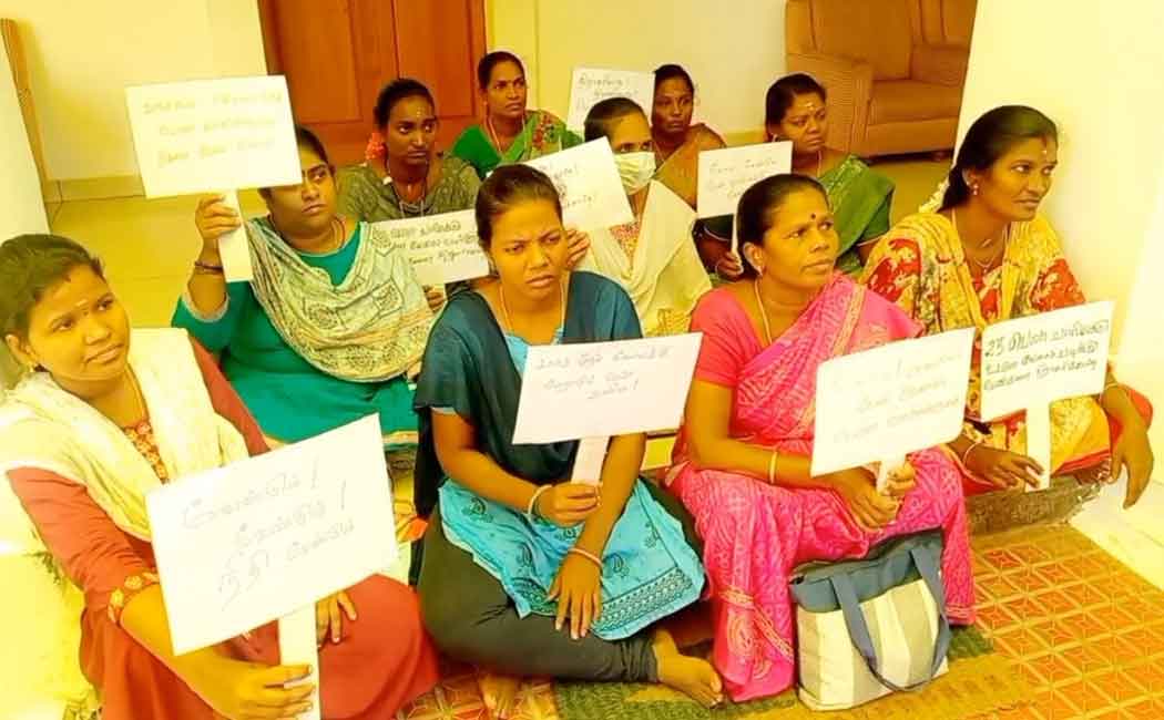 woman struggle in pondicherry Public Works Department office