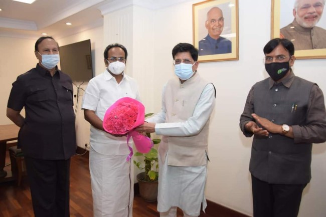 CORONAVIRUS VACCINE PRODUCTION TAMILNADU MINISTER MEET THE= UNION MINISTER